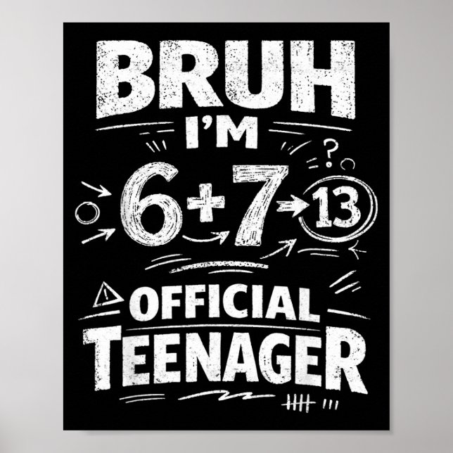 Póster Camiseta Cumpleaños 13 Divertido Meme 6 7 Cumpleañ (Frente)
