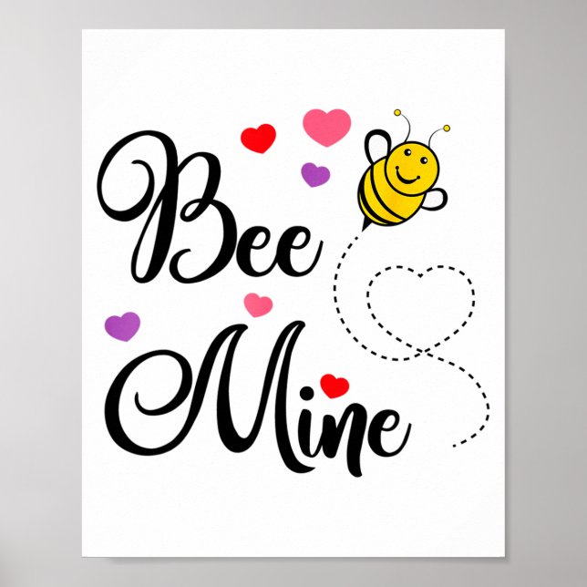 Póster Camiseta Cute Gift Bee Mine San Valentín Día de Sa (Frente)