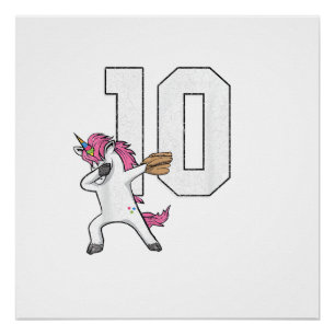 Póster Camiseta Dabbing Unicorn Softball Número 10 - Soft