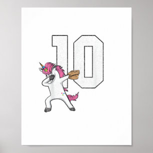 Póster Camiseta Dabbing Unicorn Softball Número 10 - Soft