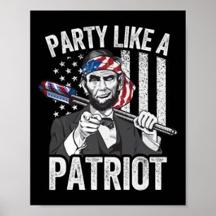 Póster Camiseta de Abraham Lincoln 4 de julio hombres ame