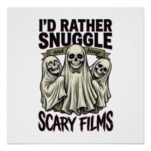 Póster Camiseta de abrazo de terror calavera divertida No