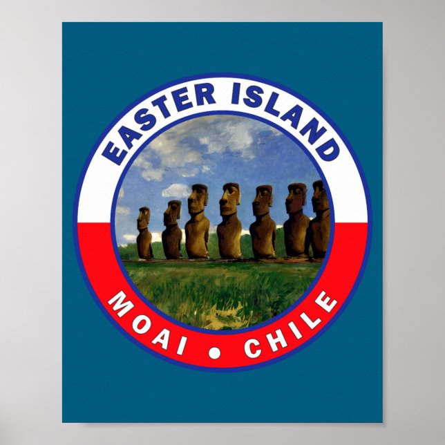 Póster camiseta de acuarela de la isla de Pascua Chile  (Frente)