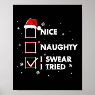 Póster Camiseta de adulto Santa Chr Nice Naughty I Swear
