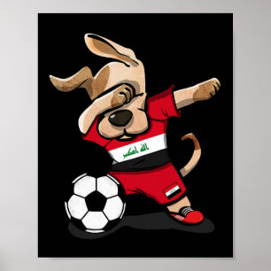 Póster Camiseta de aficionados de fútbol de Irak con perr