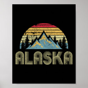 Póster Camiseta de Alaska - Montañas Retro Vintage Natura