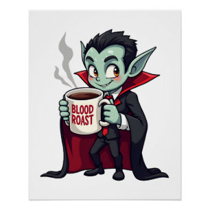 Póster Camiseta de Amante de Café Vampiro � Lata Espeluzn