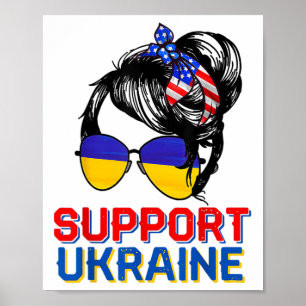 Póster Camiseta de apoyo a Ucrania Mujer Bandera American