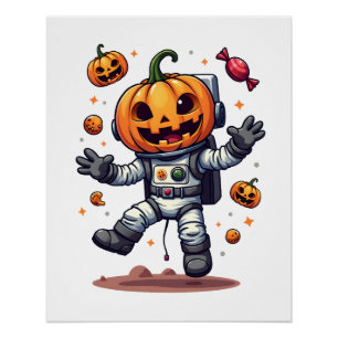 Póster Camiseta de Astronauta de Calabaza � Explorador Es