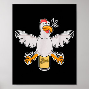 Póster Camiseta de barbacoa de pollo con lata de cerveza