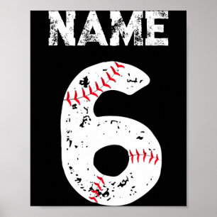 Póster Camiseta de béisbol del equipo de béisbol 6 con no