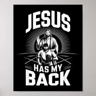 Póster Camiseta de béisbol Jesús Tiene Mi Espalda Motivac