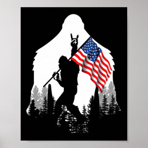 Póster Camiseta de Big Foot Bigfoot Bandera Americana Pat