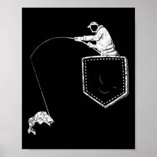 Póster Camiseta De Bolsillo De Pesca Para Padre Divertido