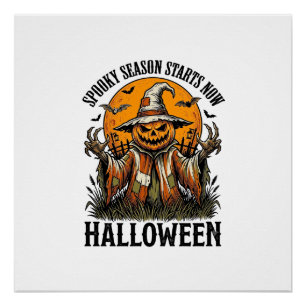 Póster Camiseta de Bruja Calabaza Espantapájaros de Hallo