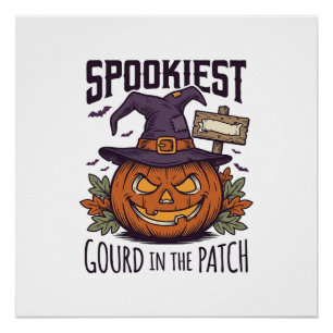 Póster Camiseta de calabaza espeluznante grabado vintage
