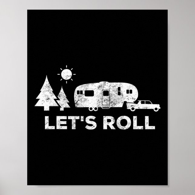 Póster Camiseta de camping con remolque de quinta rueda R (Frente)