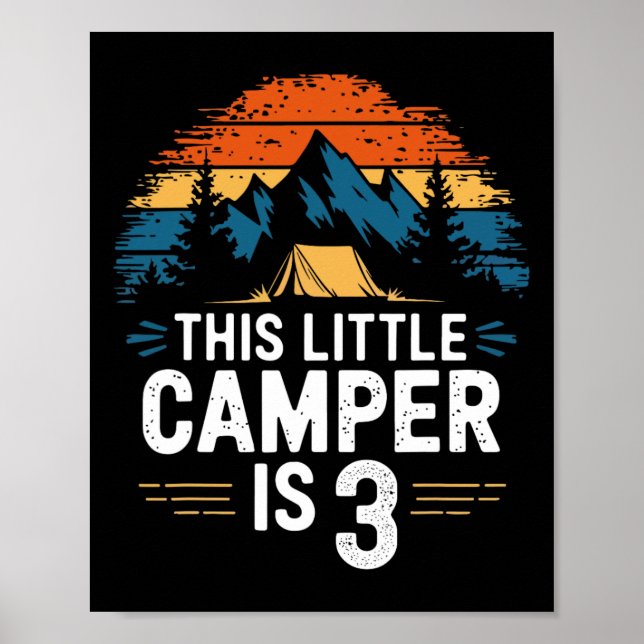 Póster Camiseta de camping de cumpleaños número 3 para ni (Frente)