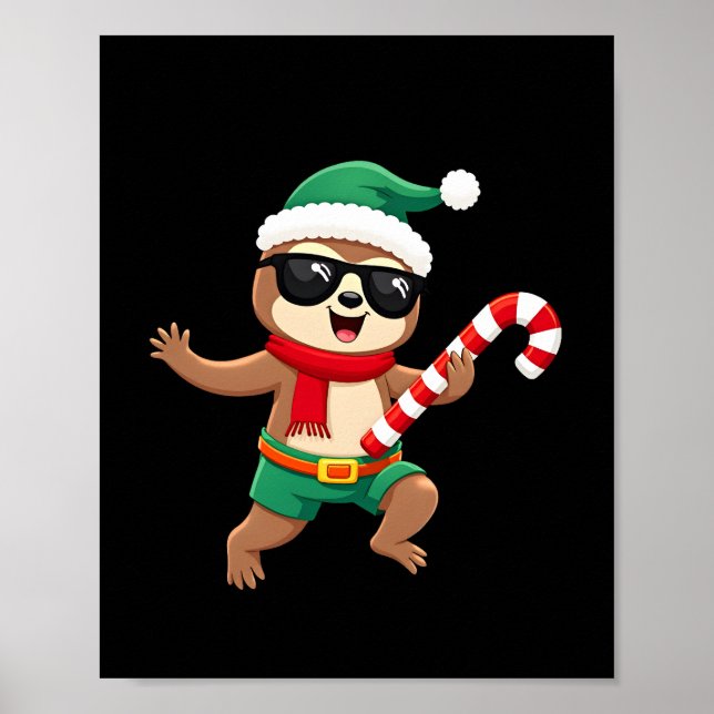 Póster Camiseta de Caña de Caramelo de Menta Elf Sloth de (Frente)