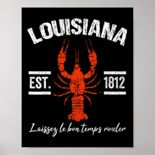Póster Camiseta de cangrejo de Louisiana Mardi Gras Hombr