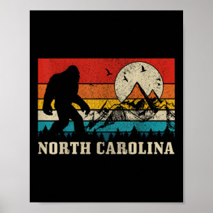 Póster Camiseta de Carolina del Norte Pie Grande Vintage