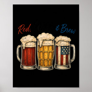 Póster Camiseta De Cerveza Roja Blanca Y De Cerveza Diver