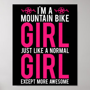 Póster Camiseta de chica de bicicleta de montaña Soy una