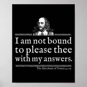 Póster Camiseta de cita de Shakespeare no obligada a comp