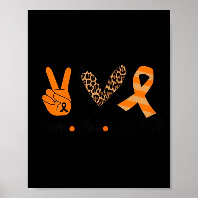 Póster Camiseta de Conciencia de Esclerosis Múltiple Paz  (Frente)