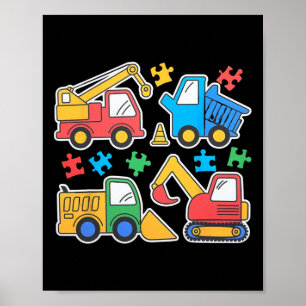 Póster Camiseta de Conciencia del Autismo de Camiones de