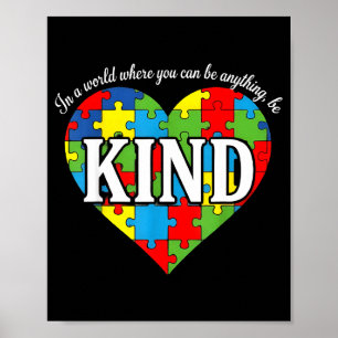 Póster Camiseta de concienciación sobre el autismo Be kin