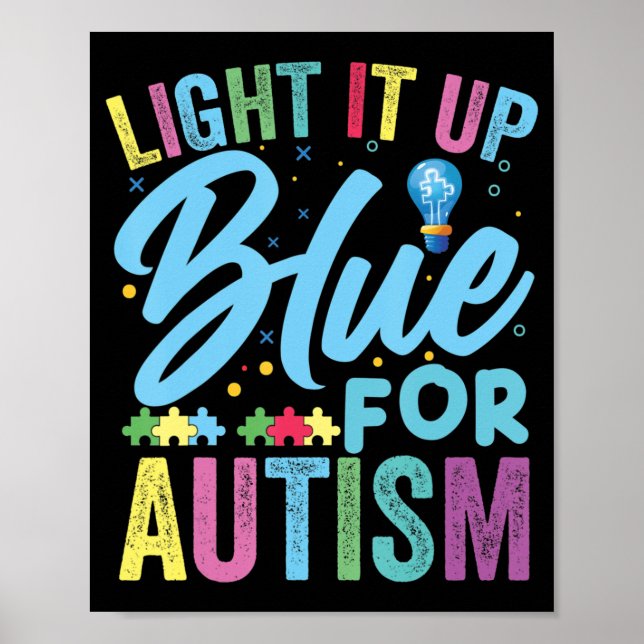 Póster Camiseta de concientización sobre autismo azul (Frente)