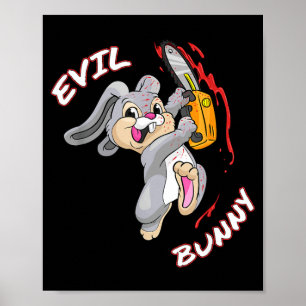 Póster Camiseta de conejo malvado Halloween divertida Ase