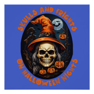 Póster Camiseta de cráneo   Regalos de Halloween   Hallow
