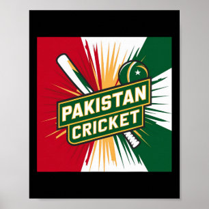 Póster Camiseta de cricket de Pakistán Bandera de cricket