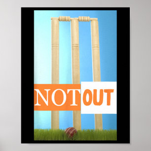 Póster Camiseta de cricket Not Out Colores de cricket Ind
