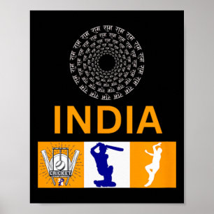 Póster Camiseta de críquet de la India Críquet de la Indi