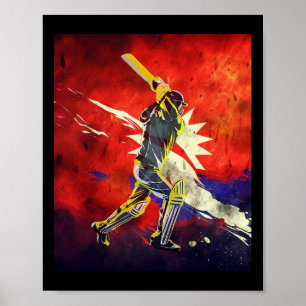 Póster Camiseta de críquet de Nepal Bandera de críquet de