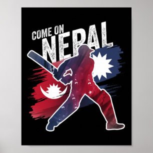 Póster Camiseta de críquet de Nepal partidario de la band