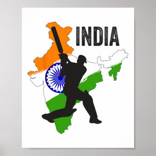 Póster Camiseta de críquet india Amante del equipo de crí