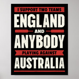 Póster Camiseta de críquet inglesa dos equipos no Austral