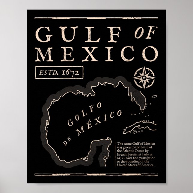 Póster Camiseta de cuello en V Mapa Histórico del Golfo d (Frente)