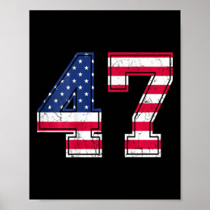 Póster Camiseta de cumpleaños 47 bandera de EE. UU. Jerse