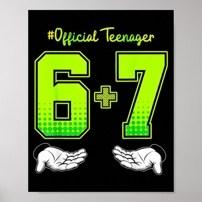 Póster Camiseta de cumpleaños número 13 Funny Meme 6 7 Cu (Frente)