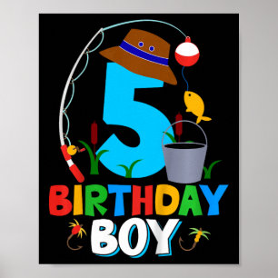 Póster Camiseta de cumpleaños para niños de 5 años niño p