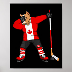Póster Camiseta de Dabbing Pitbull Canadá Amante del Hock