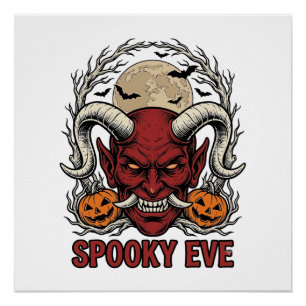Póster Camiseta de Demonio de Halloween con Calabaza de G