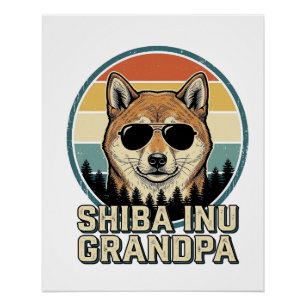 Póster Camiseta de diseño de perro abuelo Shiba Inu Vinta