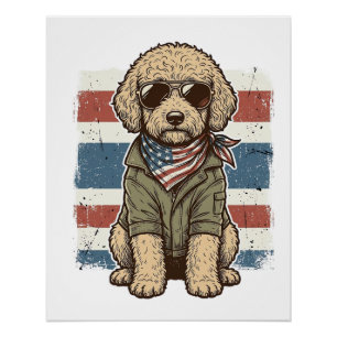 Póster Camiseta de diseño de perro garabato patriótico vi