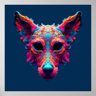 Póster Camiseta de diseño de perro - Mejor amigo psicodél